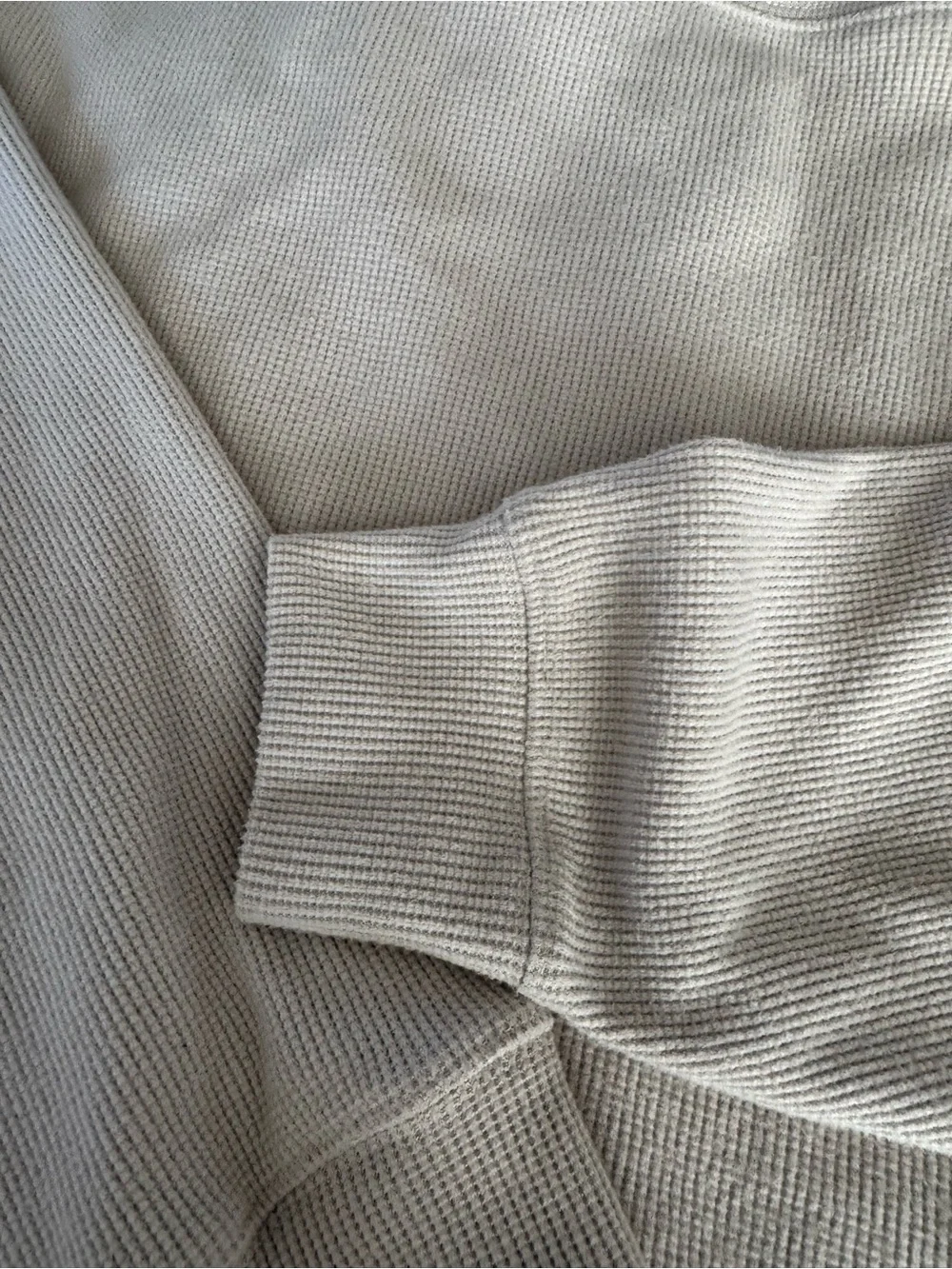 Gilly Hicks Cropped Waffle Pullover - Pale Taupe